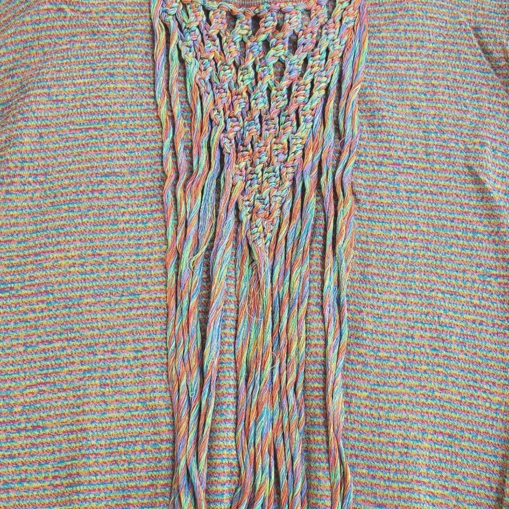 NEW$950 LOEWE PAULA IBIZA Striped Crochet Tassel Pullover Hippie Sweater S/M - Picture 5 of 12